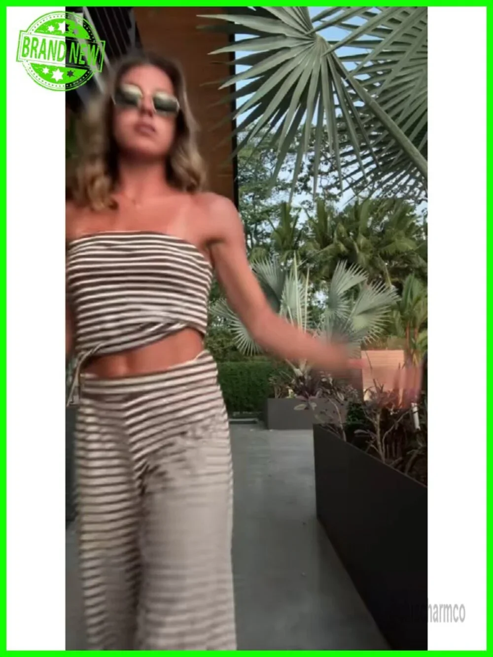 Two Piece Set Summer Tube Top Pants Lounge Set for Beach Vacation Travel